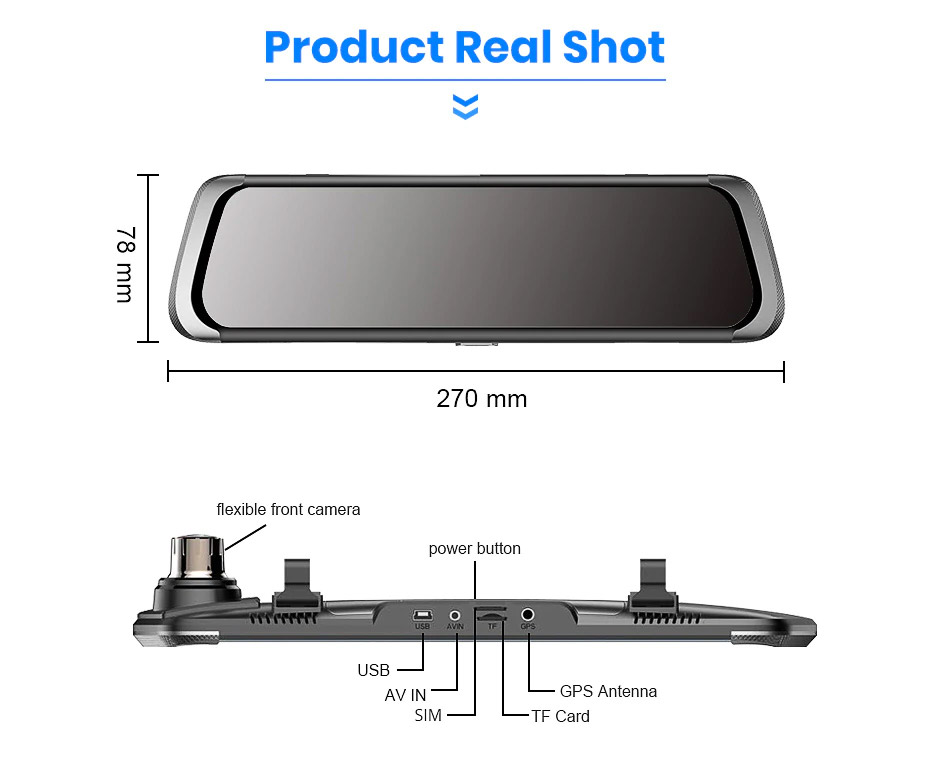 mirror dash cam product real shot