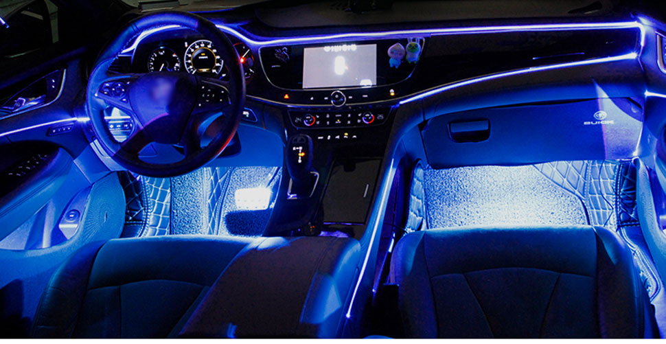 blue led car interior lights