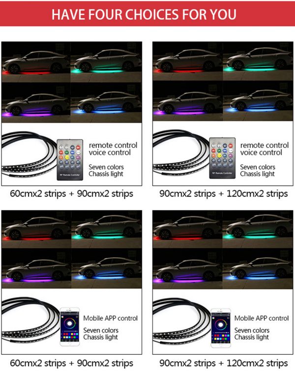 LED Lights Under Car Flexible Underglow Strip Light IVOOE