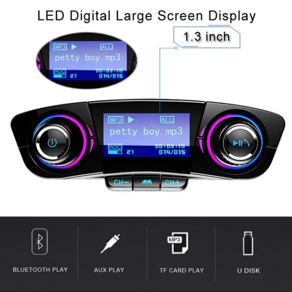 bluetooth fm transmitter for car with screen