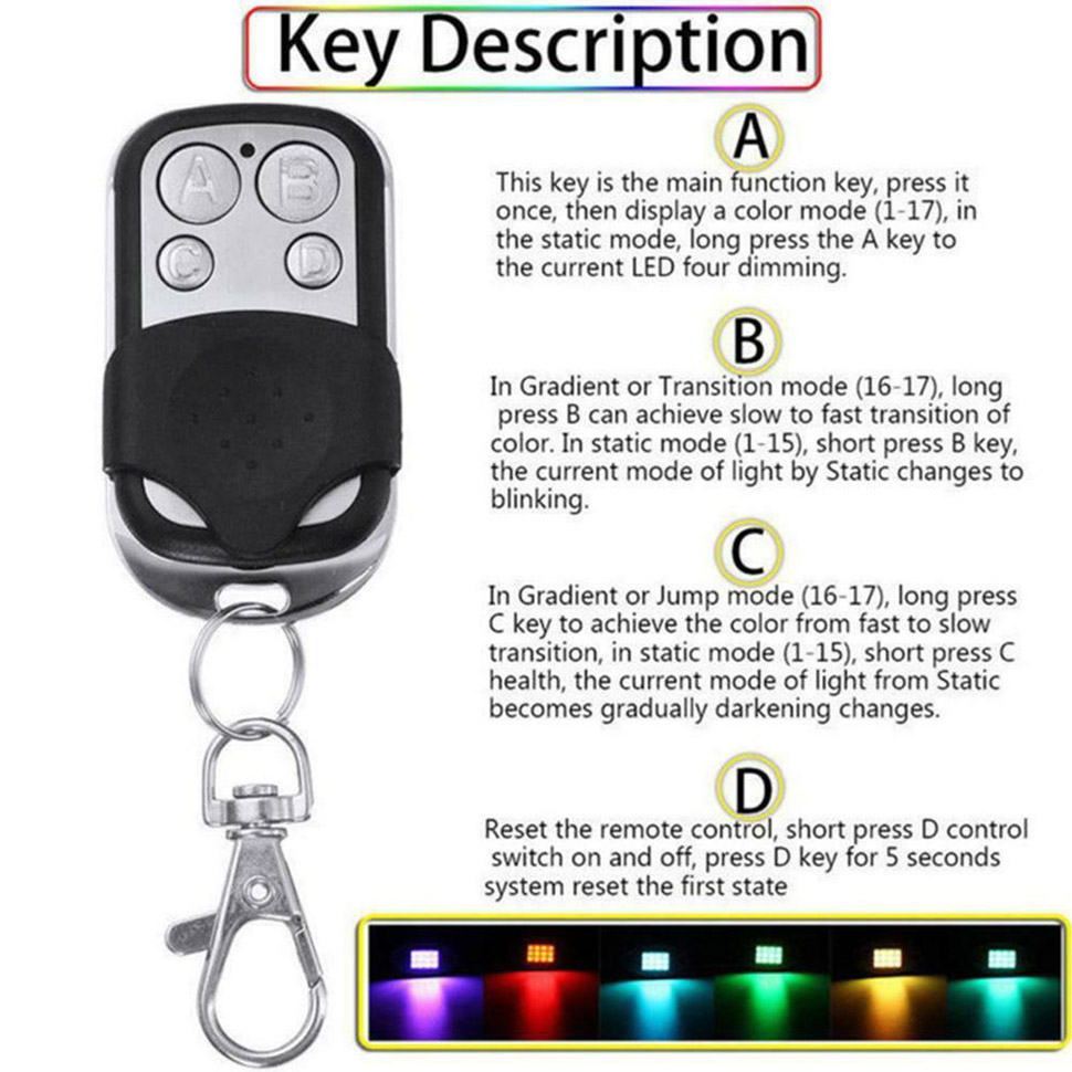 led rock lights controll key